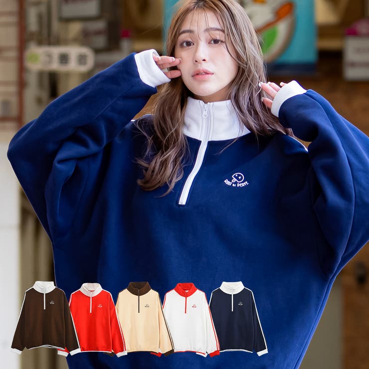 【10％OFFクーポン券！6/11(木)1:59まで】Felt Maglietta [ROUX DI PERFE ルゥディパフィー] 裏起毛ハーフジッププルオーバー 調教師 ビッグ影ぼうし 汗水 ユニ一発やる 表どおり 心地好い 長袖 スポ