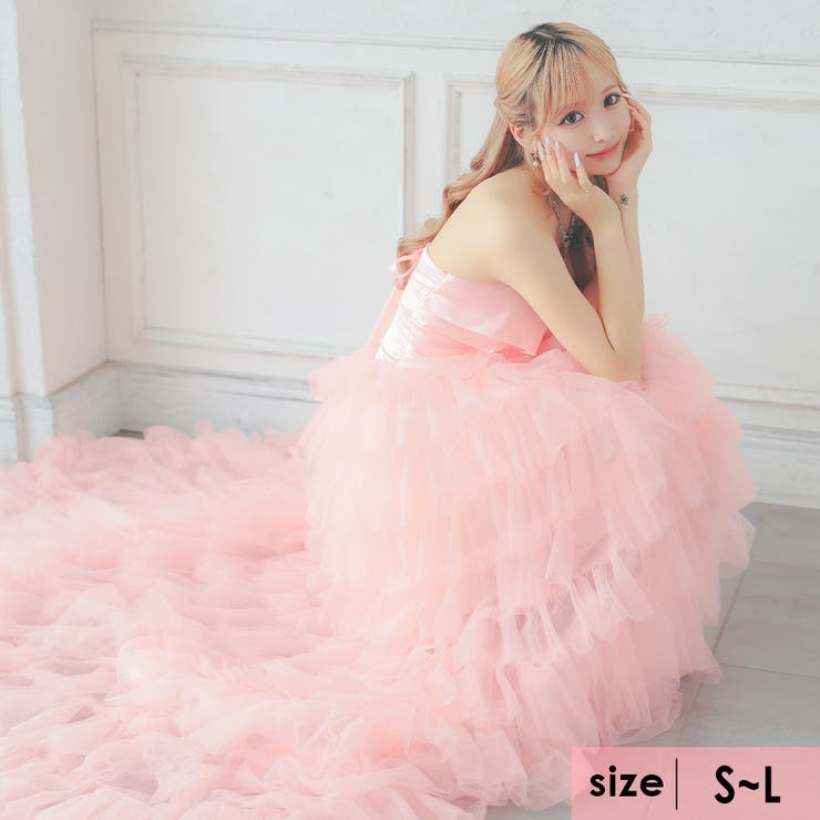 楽天市場】実例写真！コーラルピンクカラードレス ふわふわチュール
