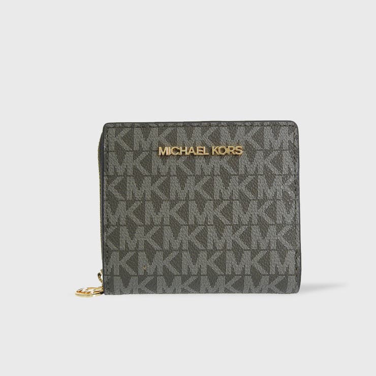 Riverall MICHAEL KORS マイケル教科課程 JET SET TRAVEL ジェット機仕かける 周遊 MK名書き 二つ折り 紙入れ M大きさ 紙入れ