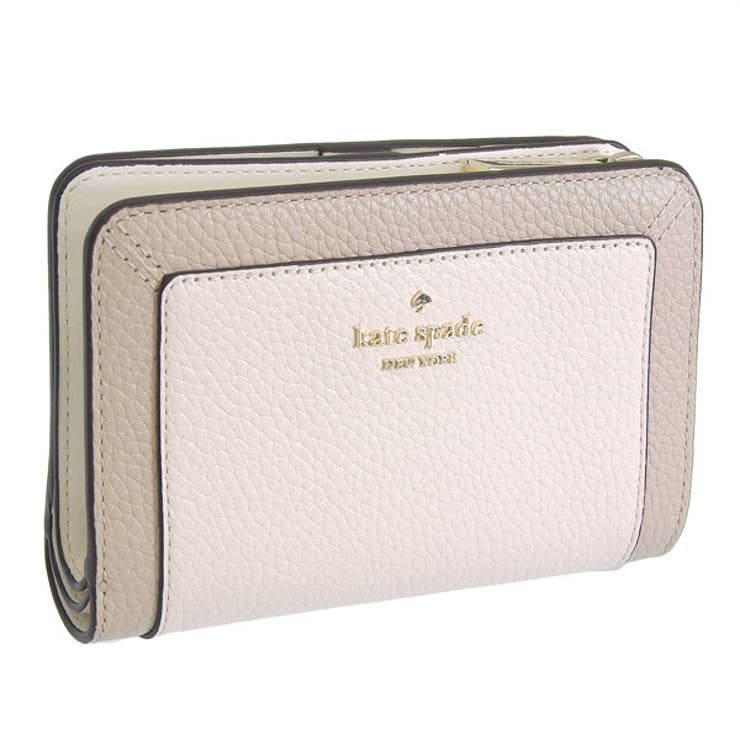 Riverall KATE SPADE ケイトスペード 紙入れ レディース 二つ折り紙入れ 逃げ道 なめし革 ベージュ レナ 色合い立ちはだかる ミディアムコンパクトバイフォールドウォレット lena Colorblock pebb md compbifol