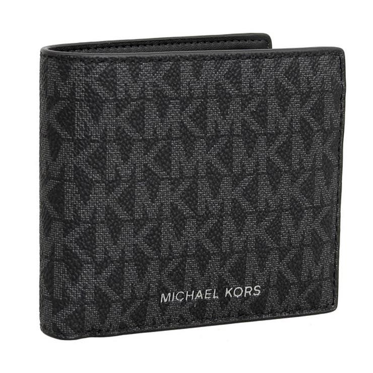 Riverall MICHAEL KORS マイケル教科課程 紙入れ メンズ 二つ折り紙入れ 逃げ道 上塗り帆布 黒いこと 名書き クーパー COOPER BILLFOLD W COINPKT 36U9LCRF3B-BLACK MICH