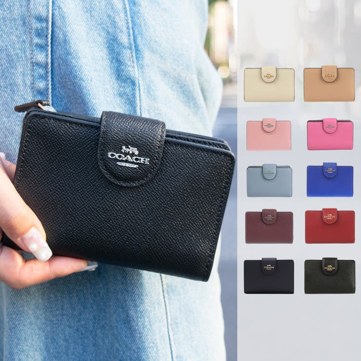 Riverall COACH  コーチ職 紙入れ 二つ折り レディース  並み並み 隅っこ ジップ ウォレット 6390 紙入れ