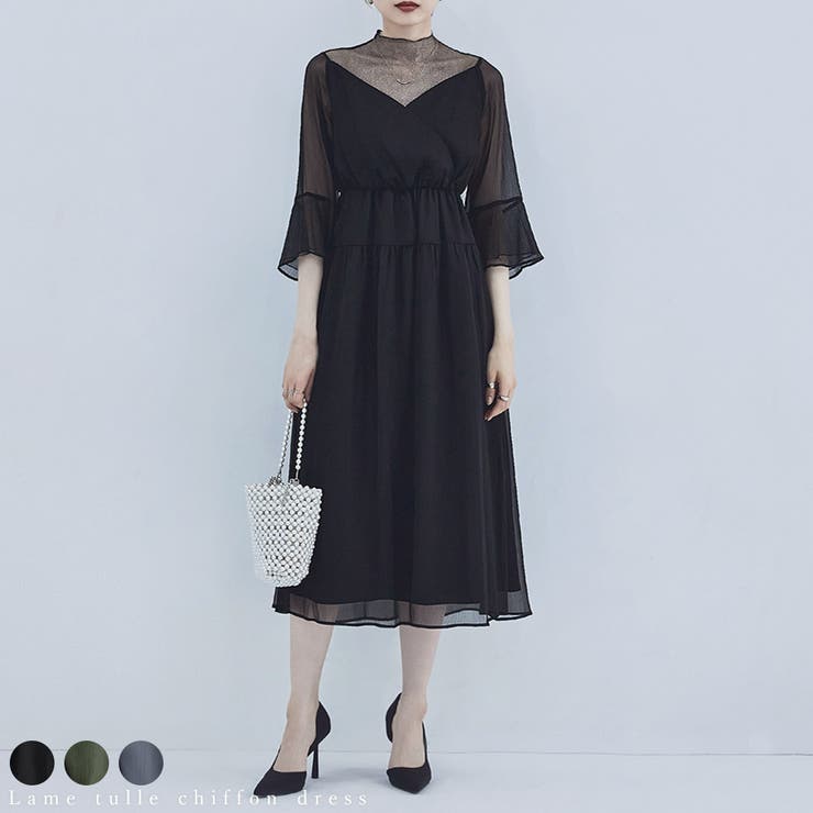 Fashion Letter ラメチュールシフォンドレス 衣装 レディース カシュクール シフォン衣装 寄りあい御召しもの ヤナギの木 ワンピ 御召しもの オケージョン フォーマル 長袖 ロング ロングワンピ ロング御召しもの マキシ オケワンピ 華燭の典 二