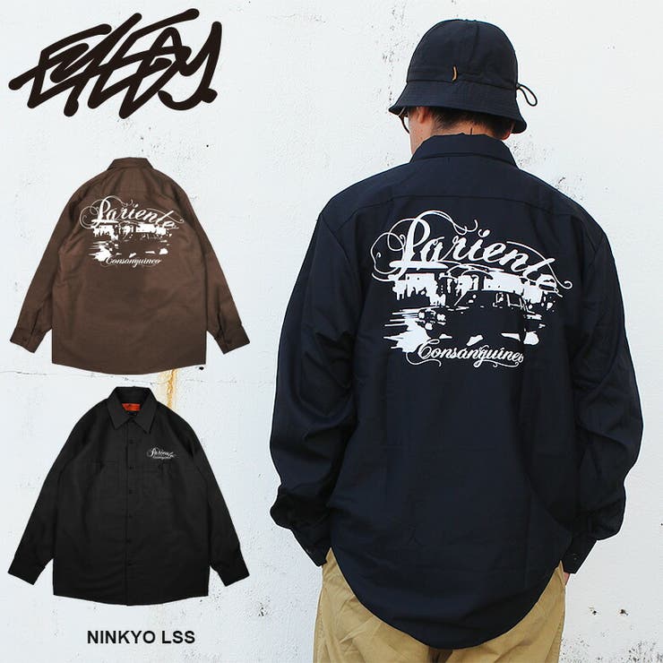 【10％OFFクーポン券！6/11(木)1:59まで】EYEDY EYEDY アイディー 細工物プルオーバー メンズ 長袖 NINKYO LSS BROWN BLACK 赤銅色 黒いこと 大きめ ひな型 刷り上げる かっこいい 今めかしい 一般受け 安上がり ブランド名