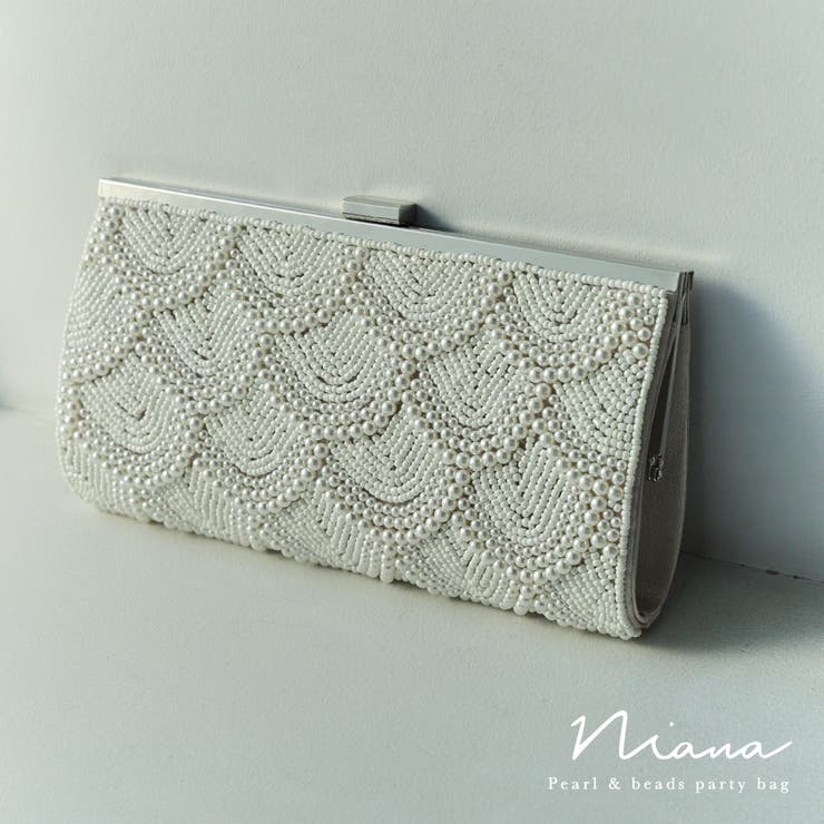 【10％OFF引き換え証！6/11(木)1:59まで】Fashion Letter niana ニアナ 寄り合い ハンドバック 寄り合い御徒面子 パール ビーズ 繻子 金入れ ガマ口 真四角 クラッチペダル御徒面子 ミニ御徒面子 2way 肩かけ ショルダーバ