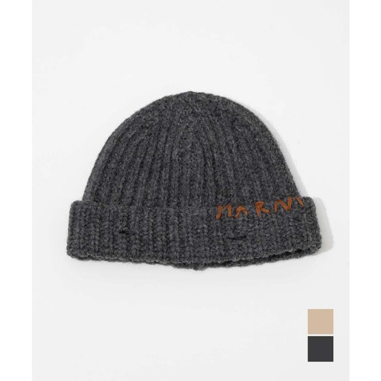 【10％OFFクーポン券！6/11(木)1:59まで】U-STREAM マルニ MARNI CLZC0145Q0 UFH938 ビーニー HATS メンズ レディース 編み物帽 羊毛 リブビーニー かぶり笠