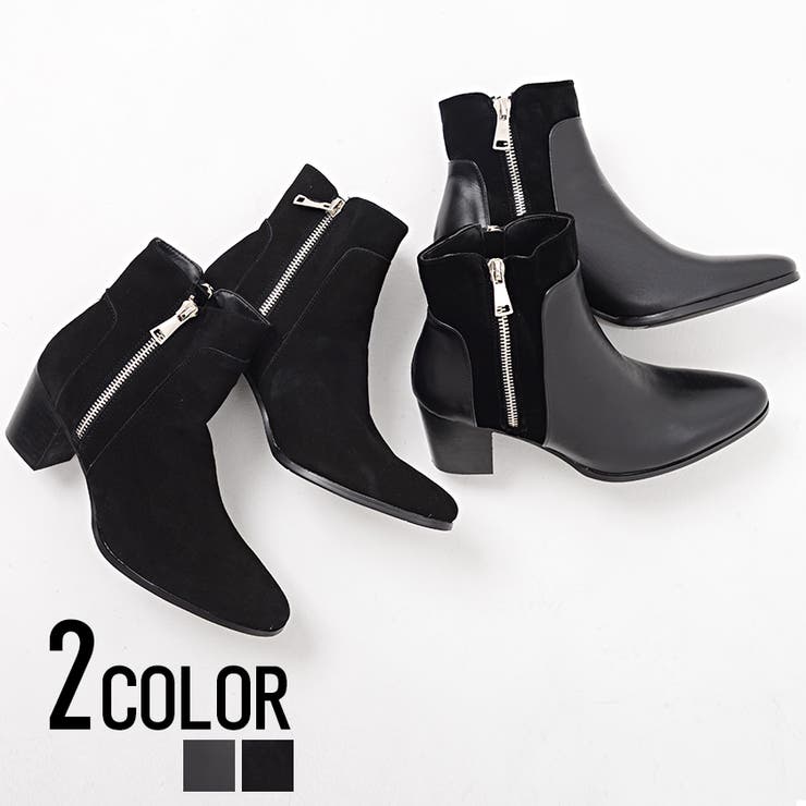 SILVER BULLET 靴 ブーツ メンズ SB select【シルバーバレットセレクト】サイドダブルジップ本革ショートヒールブーツ/全2色 靴 メンズシューズ ブーツ ストリート きれいめ モード レッド ブラック 黒 シューズ・靴画像