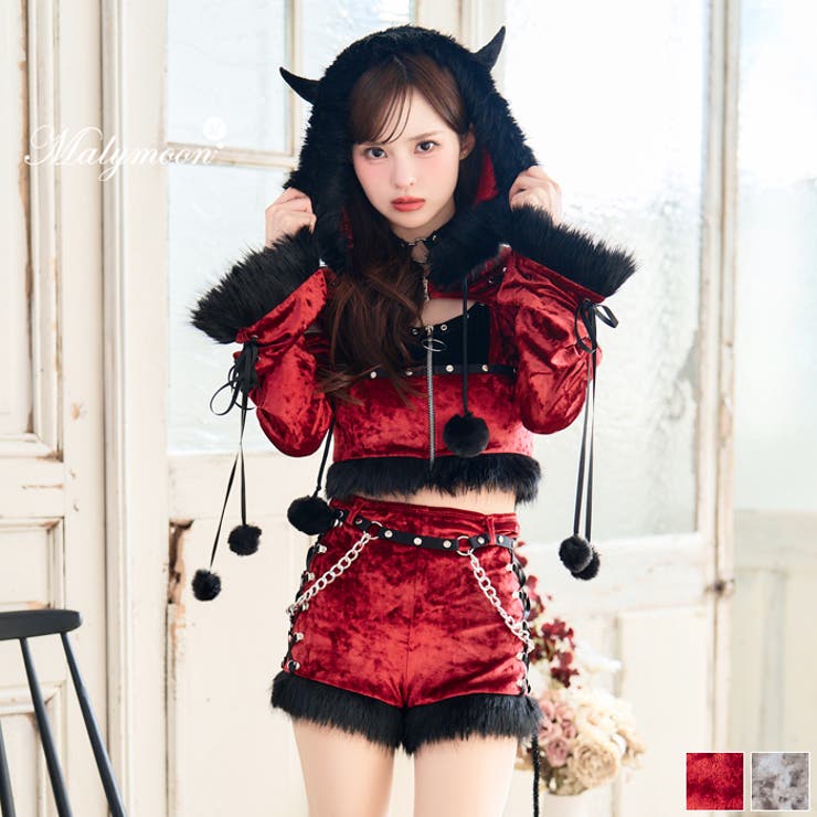 【10%OFFクーポン!7/26(日)1:59まで】Malymoon 【藤咲凪着用】スタッズオンフーディーデビル/キャット《ハロウィンコスプレ》【Malymoon/マリームーン】【CS-25-10282】 コスチューム|SHOPLIST