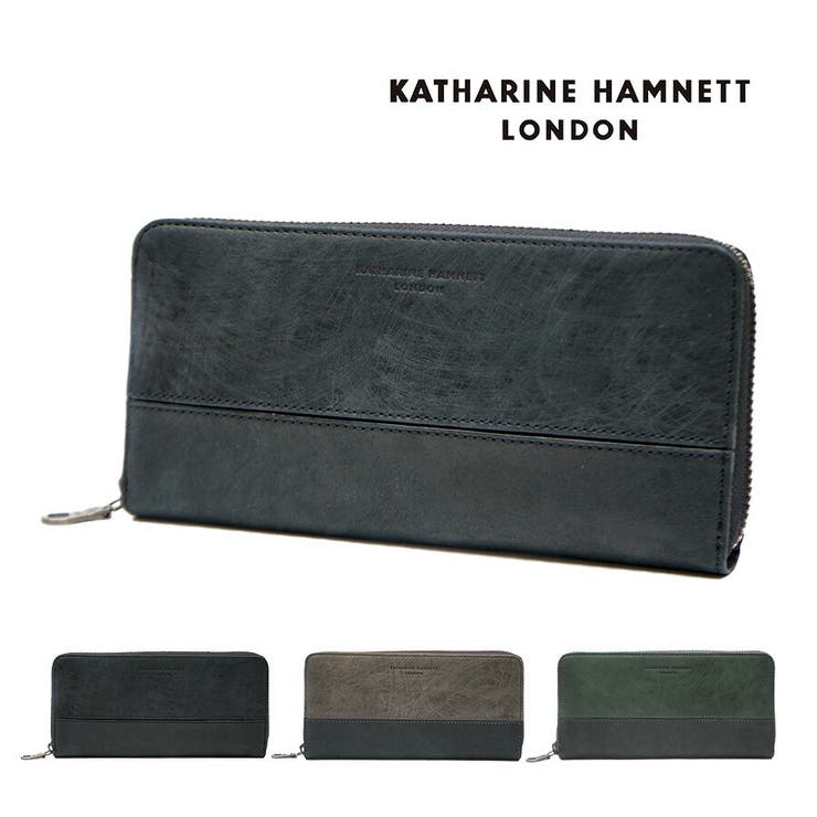 Tasche Jack 【KATHARINE HAMNETT】490-50603 ラウンド長札入れ SCRUBつづき物 ウォレット 札入れ さいふ サイフ 普段使い走り 使い分かりやすい 助けになる 分かりやすい キャサリンハムネット 黒いこと 緑であること 薄墨色 かっこいい お 財布・ケース-バッグ・小物・ブランド雑貨