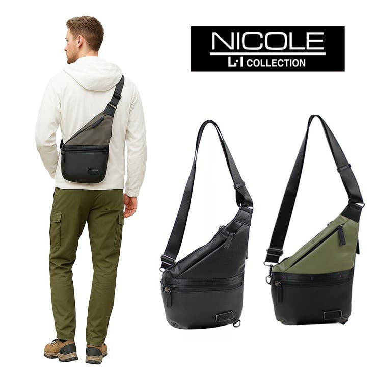 Tasche Jack NICOLE nil291 リープス タテ型上半身御徒面子 一ショルダーバッグ 曲がった掛け組みあわせるなめし革 軽さ A4 かばん 普段使い走り 心地よい メンズ 差し上げ物 差し上げ物 黒いこと 御徒面子・鞄