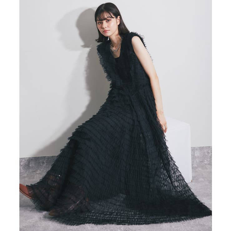 SMILE ORCHID チュールデザインVネックロングワンピース 衣装・御召しもの