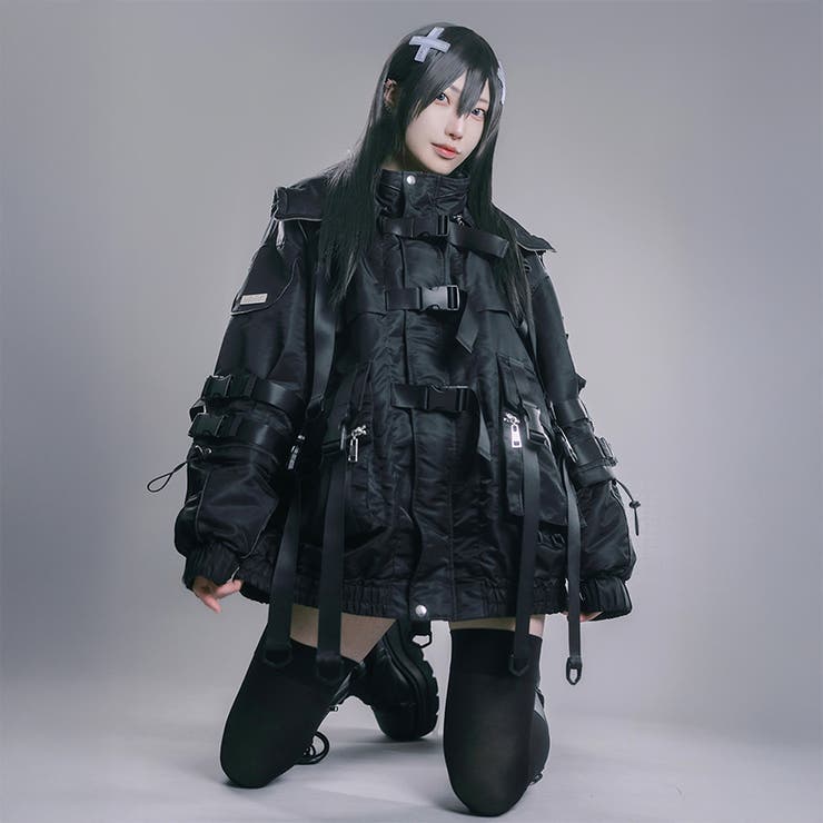 ililil ililil【イルイルイル】サイバータクティカル中綿ナイロンジャケット/全2色アウター ブルゾン ジャケット ピンク 水色 天使界隈 地雷 量産 アウター(コート・ジャケットなど)ilil