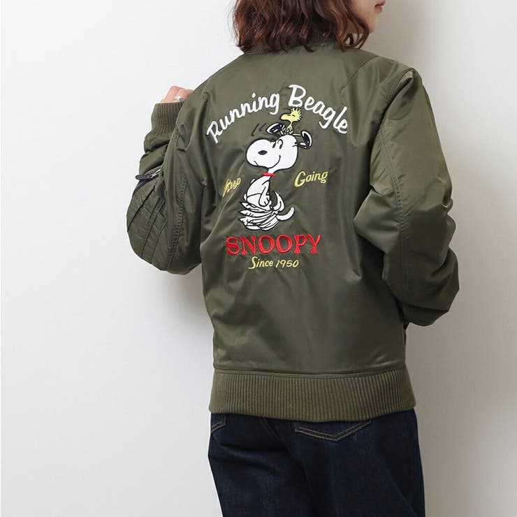 CharaBasket おせっかい アウター 上衣 MA-1 刺しゅう 紋章 防寒 SNOOPY PEANUTS アウター(厚地の外套・上衣など)