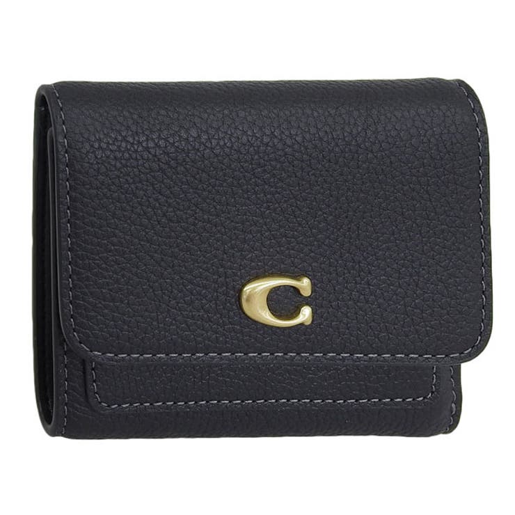 Riverall COACH コーチ 財布 レディース 三つ折り財布 アウトレット レザー ブラック LEATH ESS FLAP WALLET CAO13B4BK COACH 財布Riverall C