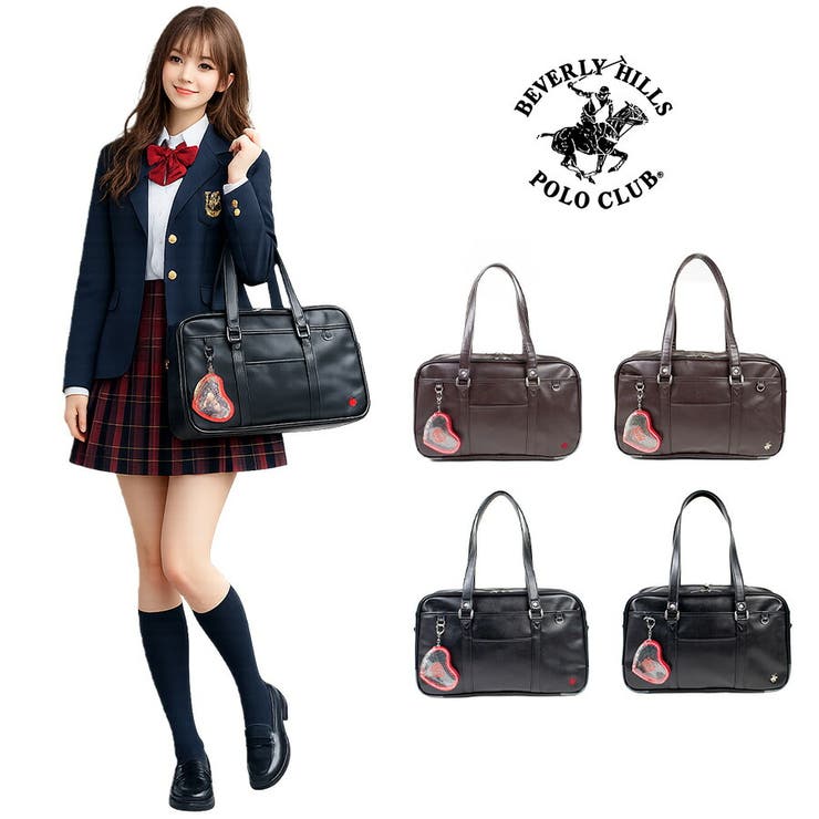 Tasche Jack BEVERLYHILLSPOLOCLUB 中心柱 2層学院御徒面子 スクバ 大静電容量 中学生 高校生 女子高生 通学 可愛らしい 合切袋付き添い人 差し上げ物 差し上げ物 黒いこと bp003 御徒面子・鞄