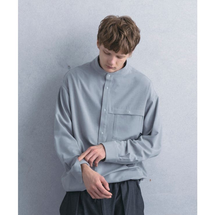 SHIFFON +phenix 足し加えるアリゾナ州の州都 PULLOVER BAND COLLAR SHIRT プルオーバーバンドカラーシャツ メンズ 今めかしい かっこいい ブランド名 アウトドア 余暇 ス