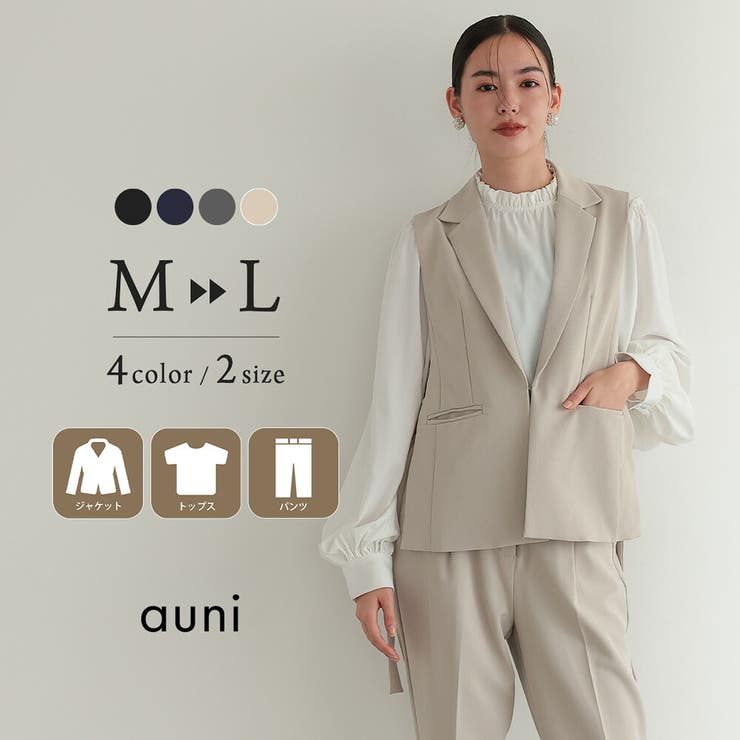 AUNI サイドベルトジレセットアップスーツ 3点仕かける 背広