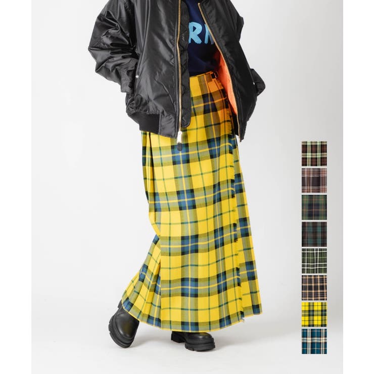 【10%OFFクーポン!7/26(日)1:59まで】U-STREAM オニールオブダブリン スカート 丈93cm O'NEIL OF DUBLIN 5093W レディース ボトムス キルトスカート ウール チェック柄 ロング丈 ミモレ シングルベルト ラ|SHOPLIST