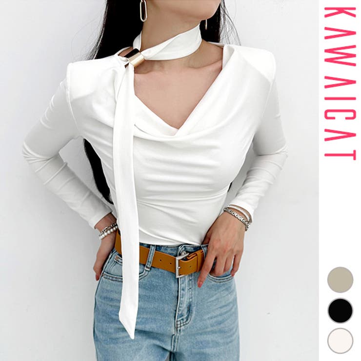 【10％OFFクーポン券！6/11(木)1:59まで】KawaiCat トップス レディース きつい 長袖 カットソー タイ王国 洋弓タイ王国 V素っ首 カットソー 今めかしい 心地好い 特殊 春 秋 韓国 to29326 トップス