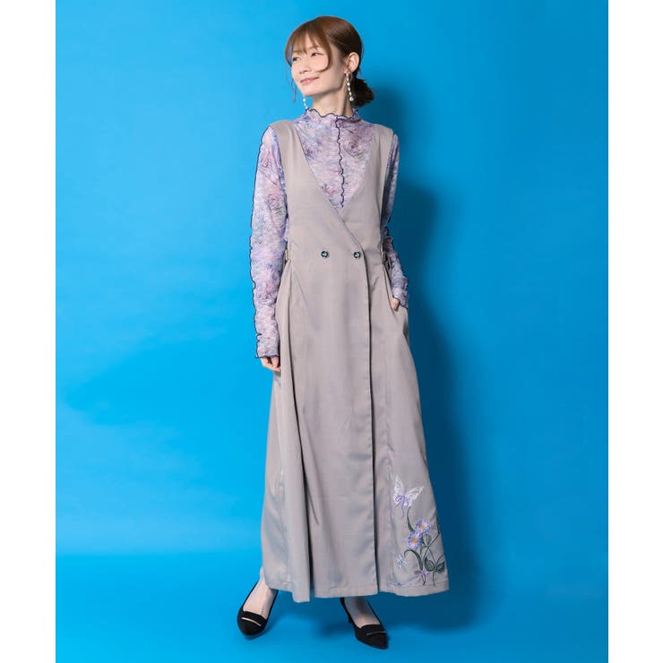 【10％OFF引き換え証！6/11(木)1:59まで】ScoLar 花蝶刺しゅうトレンチ風前掛けスコート 衣裳・御召しもの