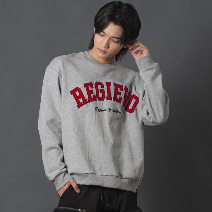 【10％OFFクーポン！7/26(日)1:59まで】REGIEVO アップリケロゴトレーナー トップス｜SHOPLIST