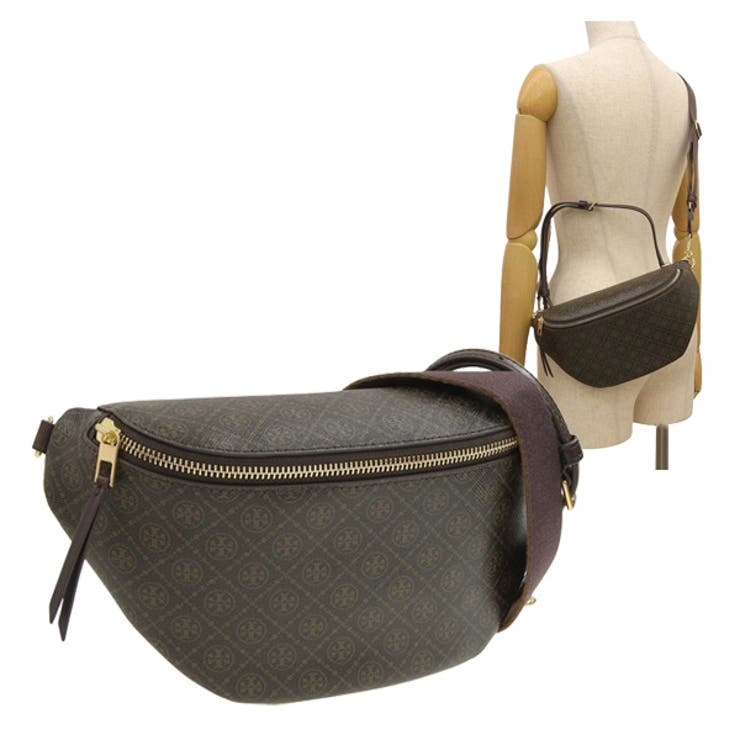【10％OFFクーポン券！6/11(木)1:59まで】Riverall TORY BURCH トリーバーチ 御徒面子 レディース 上半身御徒面子 赤銅色 MONOGRAM COATED CANVAS BELT BAG 165015-200 TORY BURC