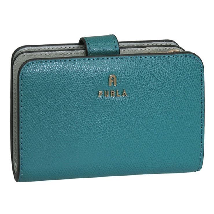 Riverall FURLA フルラ 紙入れ レディース 二つ折り紙入れ 逃げ口 なめし革 緑であること×薄墨色 カメリア CAMELIA M COMPACT WALLET WP00314ARE0004505S FURLA 紙入れ