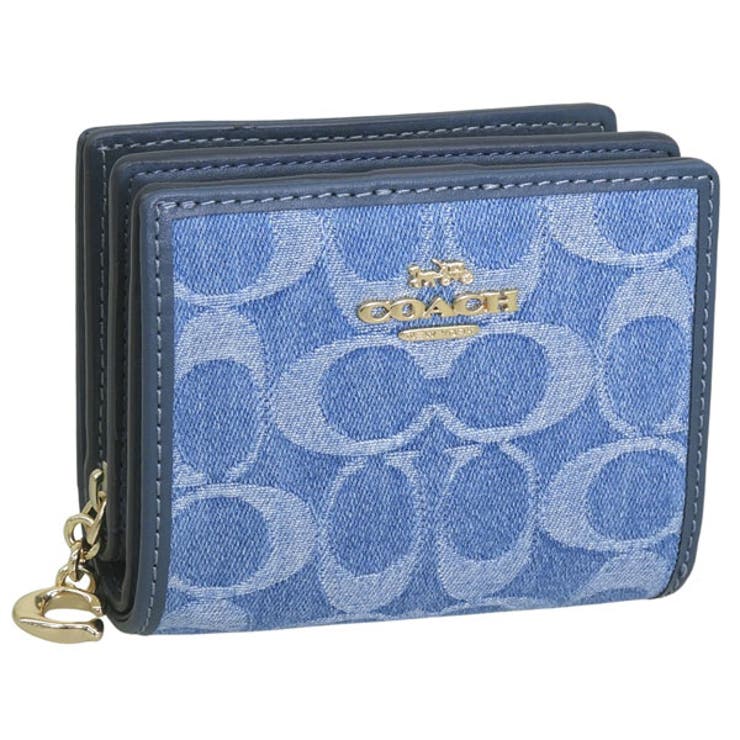 Riverall COACHコーチ職 紙入れ レディース 二つ折り紙入れ 逃げ道 シグネチャーデニム ジーンズ青味 SNAP WLT DNM SIG CDL51IMTYV COACH 紙入れ