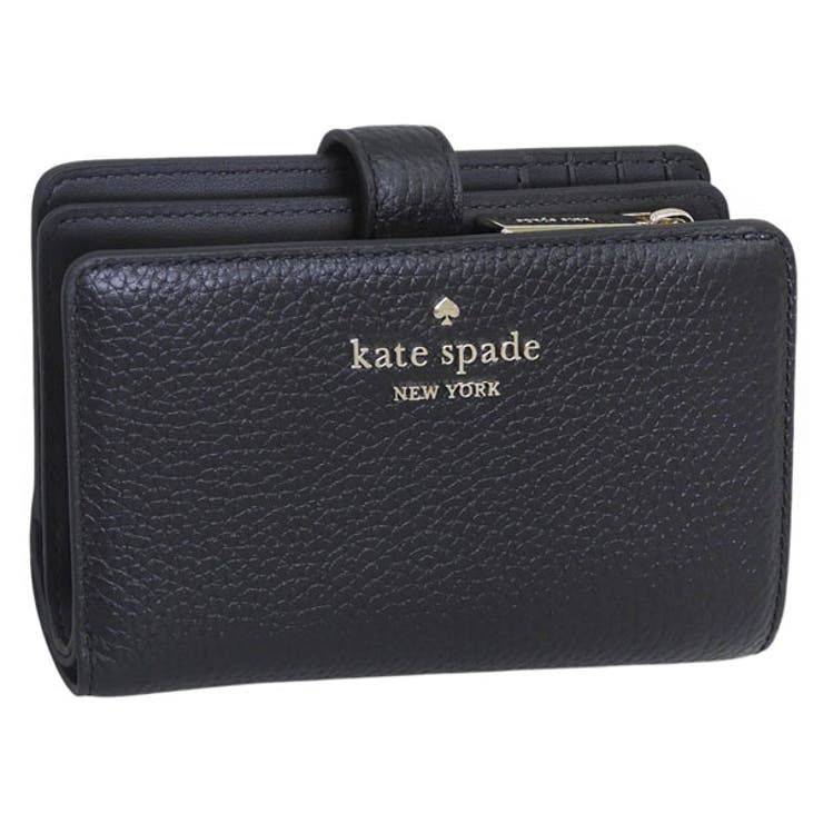 Riverall KATE SPADE ケイトスペード 紙入れ レディース 二つ折り紙入れ 逃げ道 なめし革 黒いこと WALLETS MED COMBIFLD KN750-001 KATE SPADE 紙入れ