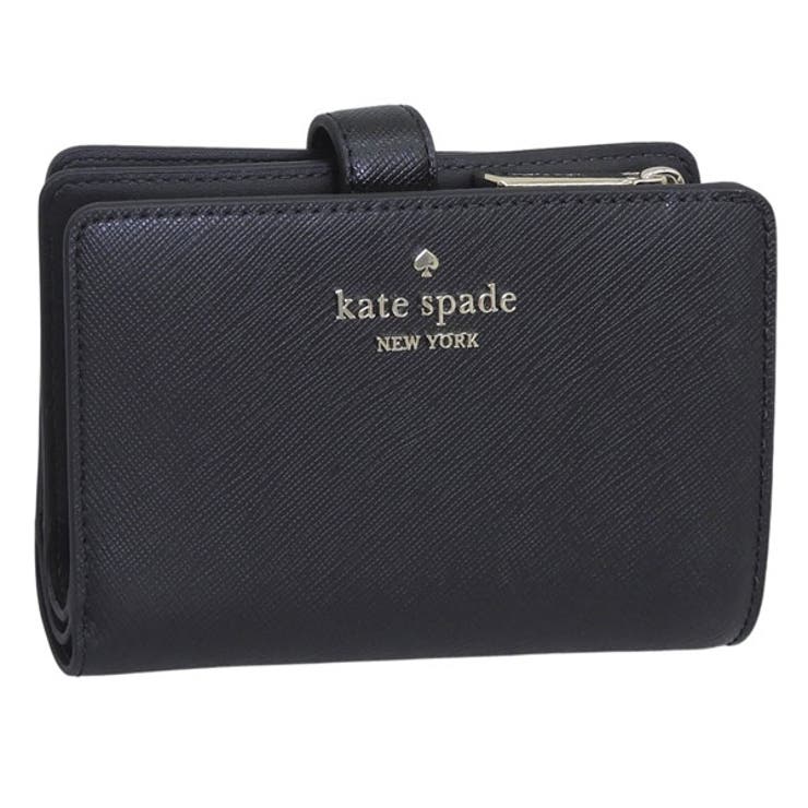 Riverall KATE SPADE ケイトスペード 紙入れ レディース 二つ折り紙入れ 逃げ道 なめし革 黒いこと WALLETS MED COMBIFLD KN752-001 KATE SPADE 紙入れ