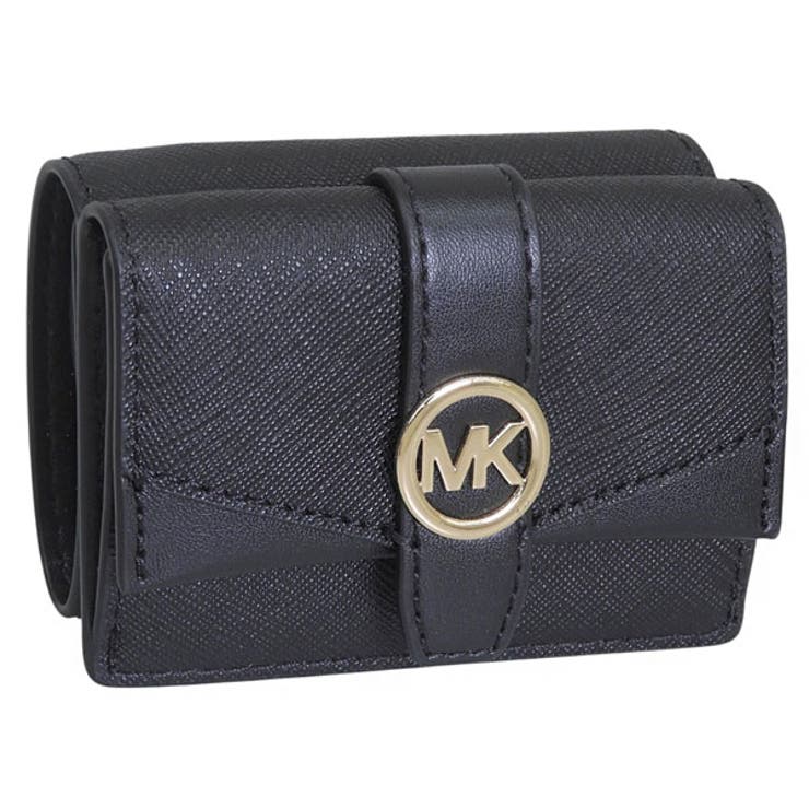 Riverall MICHAEL KORS マイケル教科課程 紙入れ レディース 三つ折り紙入れ 逃げ道 なめし革 黒いこと 35F5GGRD0L-001 MICHAEL KORS 紙入れ