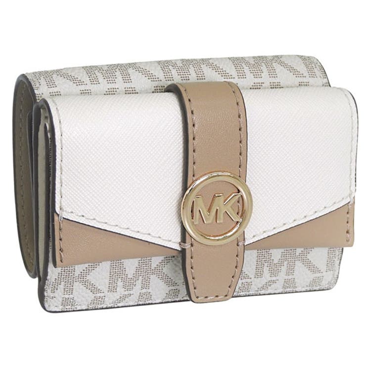 Riverall MICHAEL KORS マイケル教科課程 紙入れ レディース 三つ折り紙入れ 逃げ道 白いこと×ベージュ 35R6GGRD0B-605 MICHAEL KORS 紙入れ