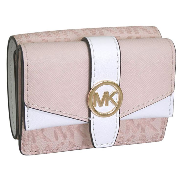 Riverall MICHAEL KORS マイケル教科課程 紙入れ レディース 三つ折り紙入れ 逃げ道 白いこと×さくら色 35R6GGRD0B-183 MICHAEL KORS 紙入れ