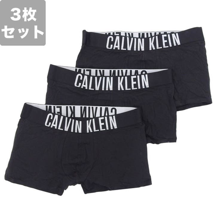 Riverall CALVIN KLEIN カルバンクライン ボクサーズボン下 肌付き アンダーお召しもの 3枚仕掛ける メンズ L 黒いこと Intense Power Cotton Stretch TRUNK