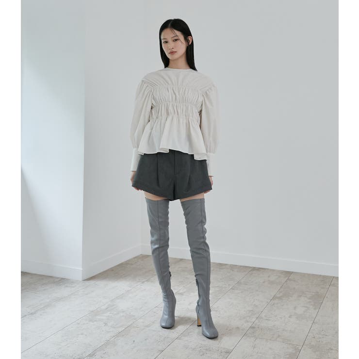 【10％OFFクーポン！7/26(日)1:59まで】LE CIEL BLEU outlet Back Ribbon Shirring Blouse トップス｜SHOPLIST