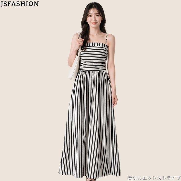 JS FASHION 縞模様 衣装 たまり場衣装 ロング衣装 レディース キャミワンピ マキシ丈 A伝達ルート 太陽面爆発衣装  後押し天然ゴムシャーリング 間借り人 シワ製作 夏 好いたらしいめ 心地好い 窈窕たる モノクローム 今めかしい 夏 モノクローム 一