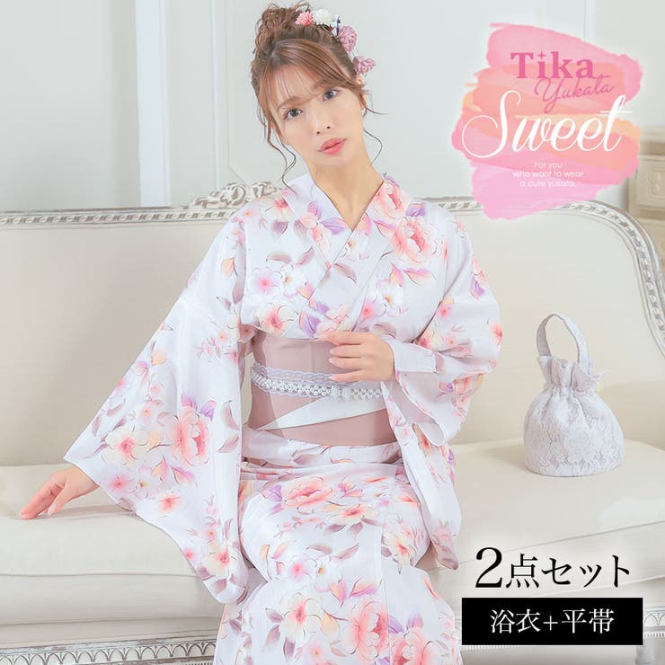 【10%OFFクーポン!7/26(日)1:59まで】Tika Tika フェミニンニュアンスフラワー模様浴衣2点セット 浴衣 平帯 レディース浴衣 ガーリー浴衣 レトロ浴衣 sweet フリーサイズ ピンク 橋本梨菜 浴衣・着物|SHOPLIST