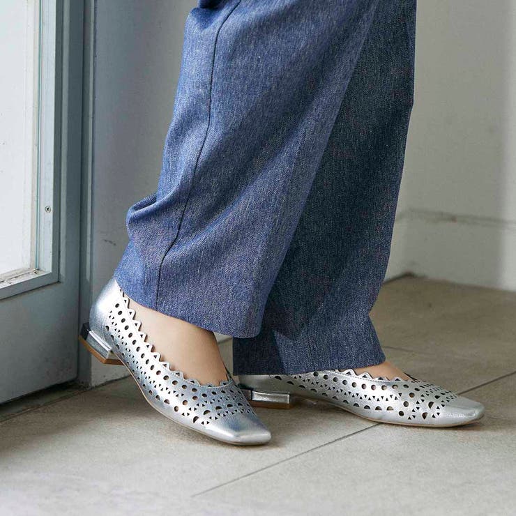 【10％OFF引き換え証！5/16(土)1:59まで】Mode et Jacomo×ing レーザーカットフラットパンプス シューズ・靴 パンプス-レディース靴