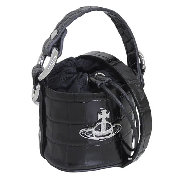 Riverall VIVIENNE WESTWOOD ヴィヴィアンウエストウッド 御徒面子 レディース 2WAY ショルダーバッグ なめし革 黒いこと CROCODILE MINI DAISY BAG 5202006CUL0039N401 VIVIENNE