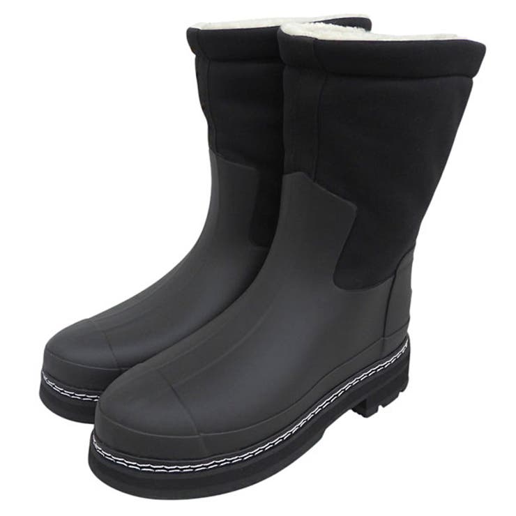 【10％OFFクーポン券！6/11(木)1:59まで】Riverall HUNTER 狩り人 靴 レディース レインブーツ UK3 黒いこと WOMENS REF STITCH SHERPA BOOT WFS1010NESBK22 HUNTER シューズ