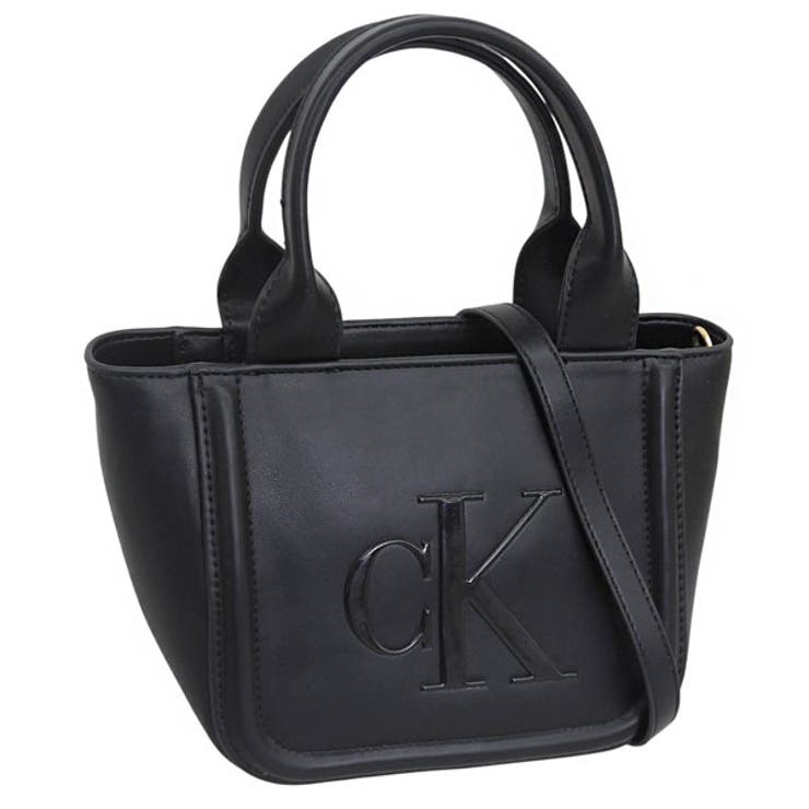 Riverall CALVIN KLEIN カルバンクライン 御徒面子 レディース 2WAY ショルダーバッグ 黒いこと RAISED CK SMALL TOTE WITH STRAP LV04F3219G-BLACK CALVIN KLEIN 御徒面子・鞄