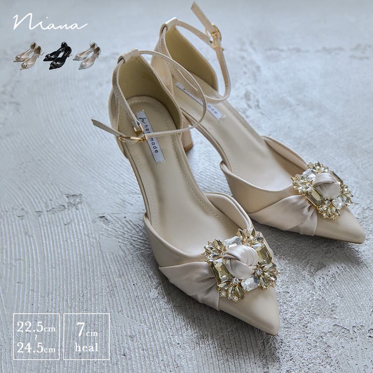 【10％OFF引き換え証！6/11(木)1:59まで】Fashion Letter niana ニアナ ビジューバックルパンプス 寄りあいシューズ エナメル ポインテッドトゥ 靴 アンクル胴締め 同盟罷工さあ美付き添い人 歩き分かりやすい 御芽出度 お呼ばれ 二次会 見世物
