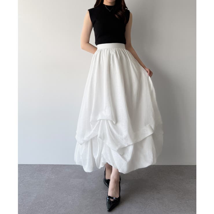 【10％OFFクーポン券！6/11(木)1:59まで】JUNOAH mipiarl  ランダムタックバルーンスカート スコート