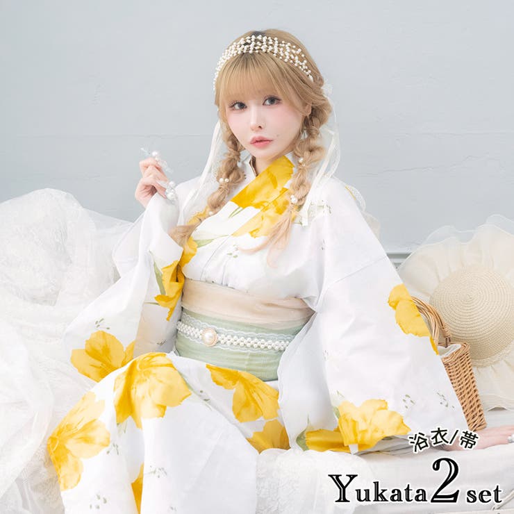 【10%OFFクーポン!7/26(日)1:59まで】Tika Tika シャクナゲガーリー浴衣2点セット 浴衣 兵児帯 レディース浴衣 ガーリー浴衣 シャクナゲ柄浴衣 フリーサイズ ホワイト イエロー 戦慄かなの 浴衣・着物|SHOPLIST