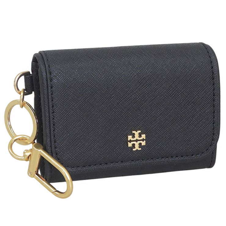 Riverall TORY BURCH トリーバーチ 歌留多容れもの レディース なめし革 黒いこと EMERSON FLAP CARD CASE 157146-001 TORY BURCH 小物