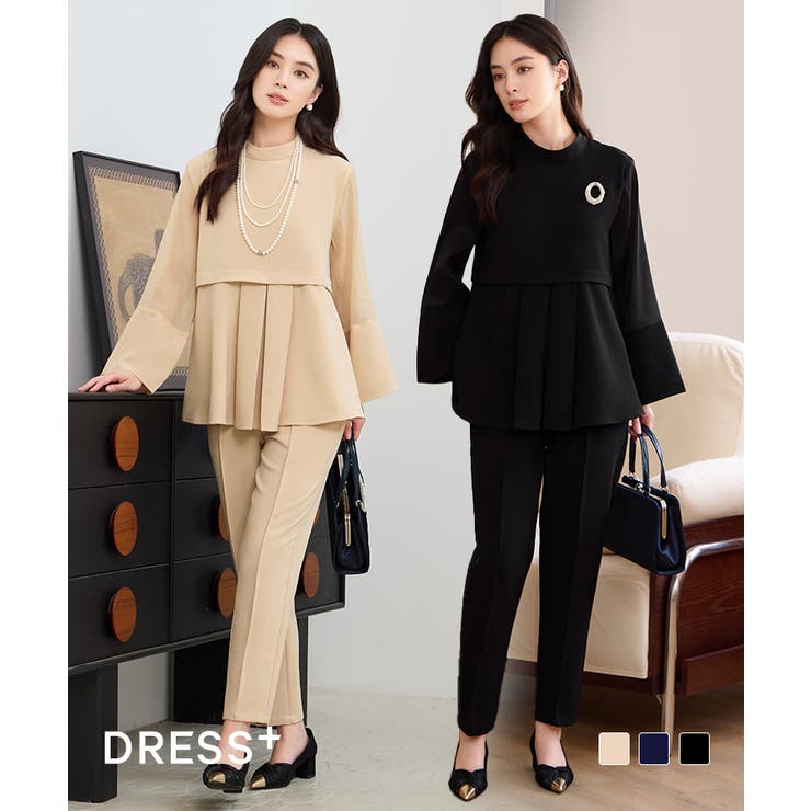 【10％OFFクーポン！7/26(日)1:59まで】DRESS+ ペプラムトップス パンツセットアップ ワンピース・ドレス｜SHOPLIST