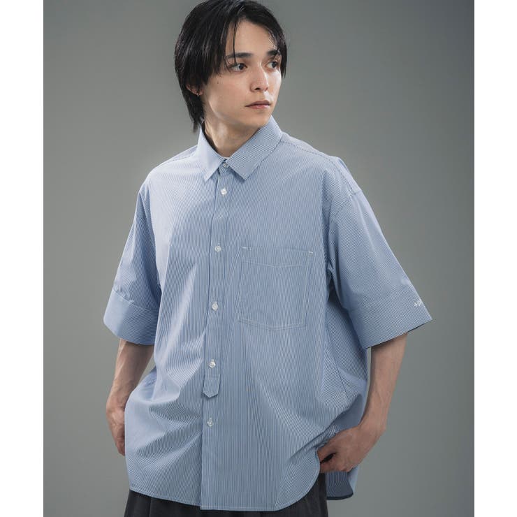 SHIFFON  +phenix 足し加えるアリゾナ州の州都 CUFFED SHORT SLEEVE SHIRT カフスショートスリーブシャツ メンズ 今めかしい かっこいい ブランド名 アウトドア 余暇 運動競技お召しもの トップス
