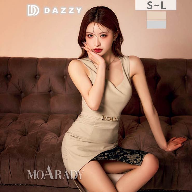 【10％OFFクーポン！7/26(日)1:59まで】Dazzy [MOARADY][姉ドレス]大人の色気を引き立てるデコルテ魅せ深めスリット♪レースの透け感が上品なタイト膝丈キャバドレス[SML/3サイズ展開] ワンピース・ドレス｜SHOPLIST