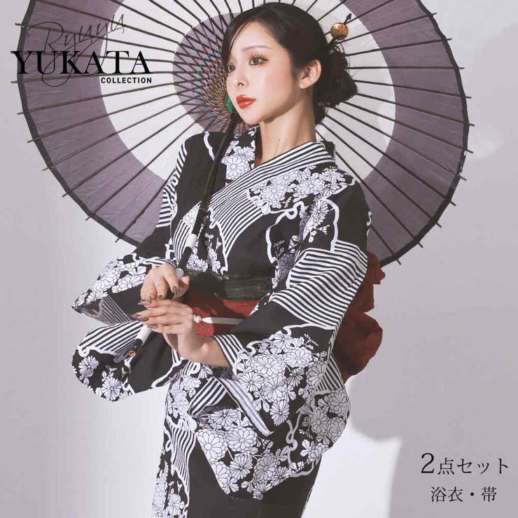 【10%OFFクーポン!7/26(日)1:59まで】Ryuyu 浴衣 大人浴衣 高級浴衣 セット浴衣 モノトーン 粋 菊 ストライプ 古典柄 雪輪 キャバ浴衣 Ryuyu 浴衣・着物|SHOPLIST