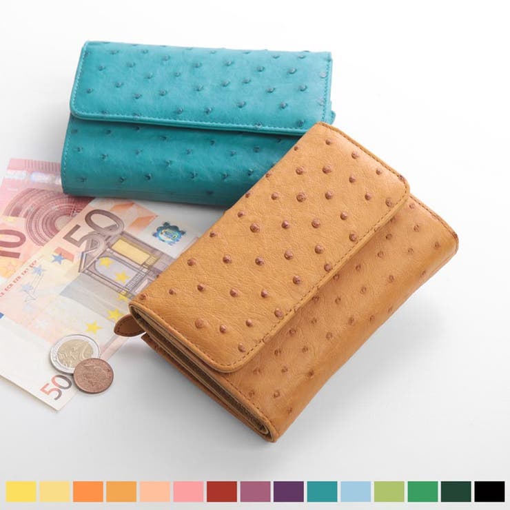 sankyo shokai オーストリッチ 折財布 小銭入れ付き Wボタン式 折り財布 財布 サイフ wallet ウォレット レディース 人気 プレゼントバッグ本革 本 婦人財布 財布|SHOPLIST